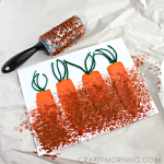Bubble Wrap Painting: Carrots in the Garden