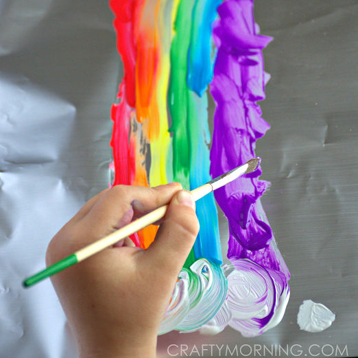 Painting on Aluminum Foil (Kids Art Activity)
