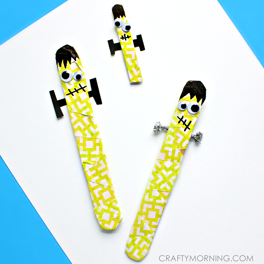 Frankenstein Tape Popsicle Stick Kids Craft