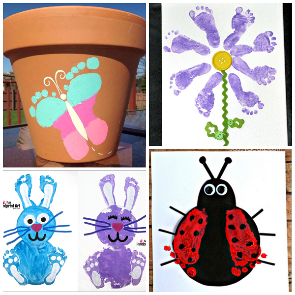 Darling Spring Footprint Crafts for Kids