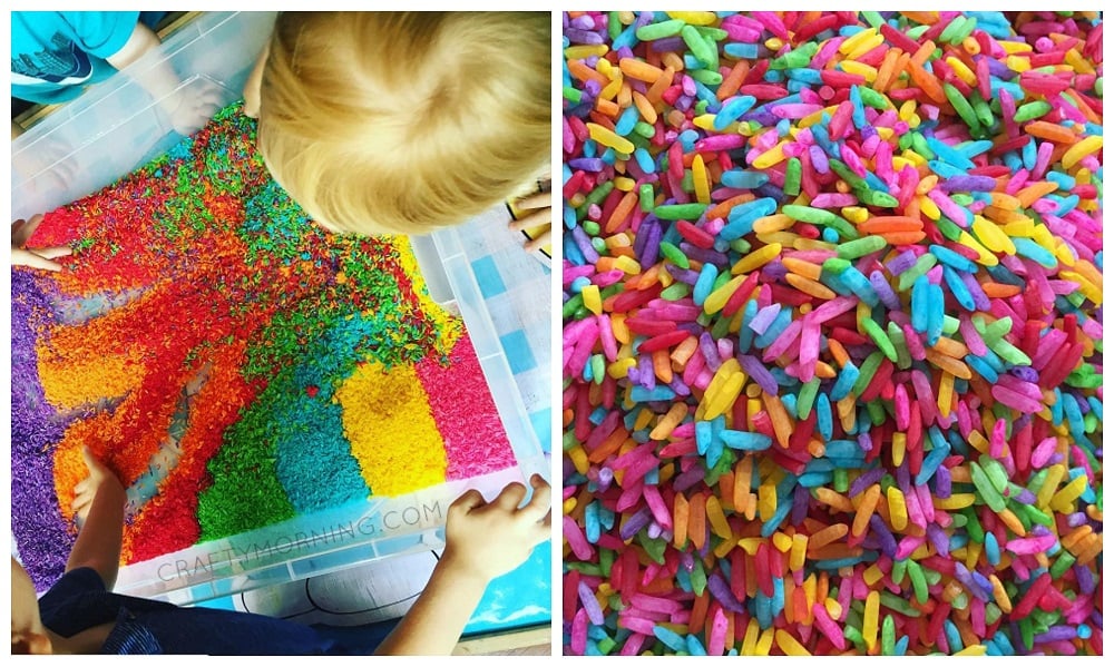 How to Dye Rice for Sensory Bins
