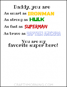 Free Father's Day Super Hero Printable - Crafty Morning