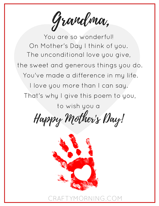 Printable Mother's Day Poem for Grandma