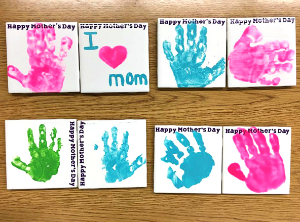 Handprint Tile Coasters for Mother’s Day