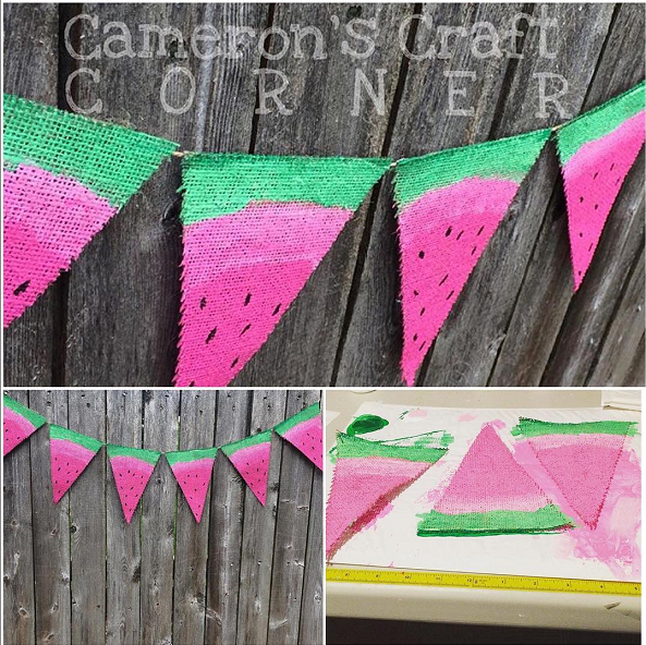 Burlap Watermelon Bunting Banner