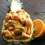 Baked Blood Orange Ginger Chicken in a Pineapple Bowl