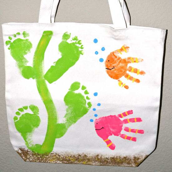 Handprint Fish/ Footprint Seaweed Tote Bag