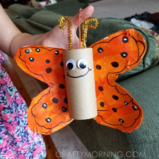 Cardboard Tube Butterfly Kids Craft - Crafty Morning