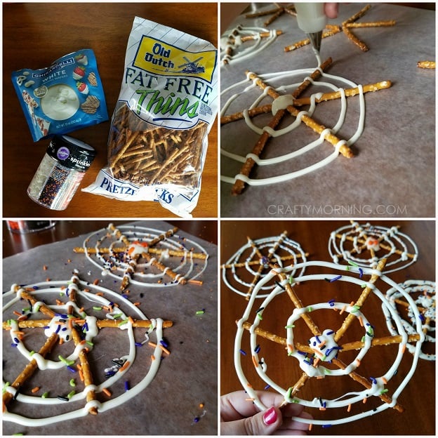 Pretzel Spiderweb Halloween Treats