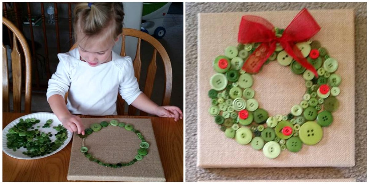 Button Christmas Wreath Craft