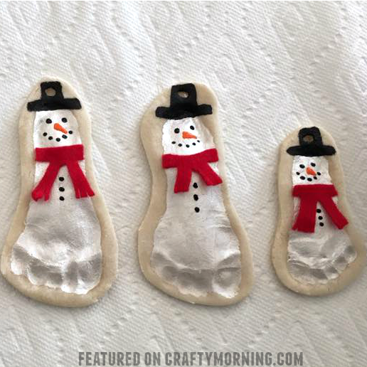 Salt Dough Footprint Snowman Keepsakes