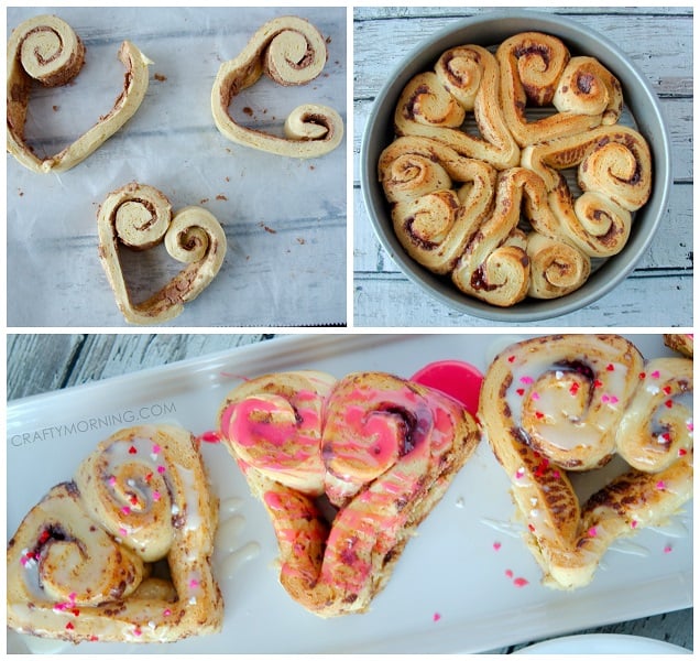 Heart Shaped Cinnamon Rolls for Valentine’s Day