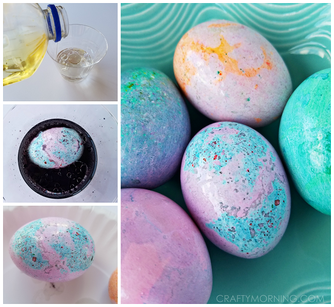 Oil Marbled Easter Eggs (Decorating Idea)
