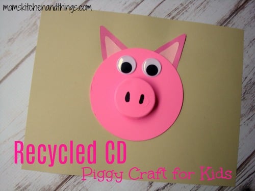 Recycled CD Piggy Craft for Kids