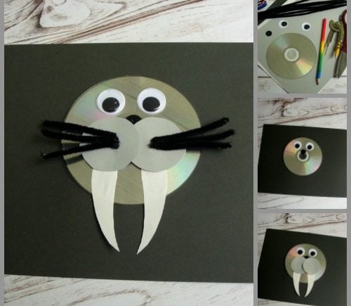 Recycled CD Walrus Craft for Kids
