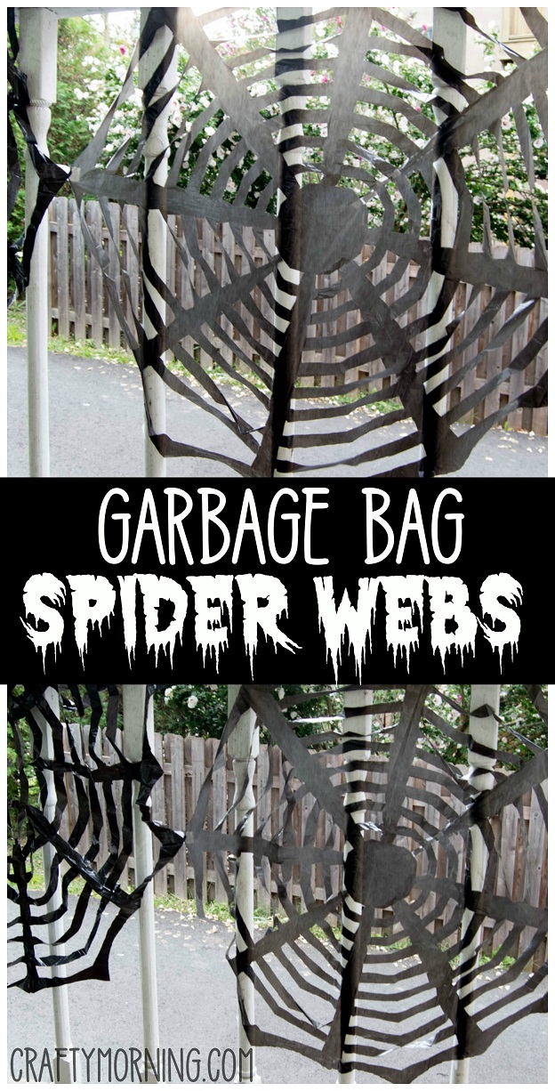 Trash Bag Spider Web Decorations
