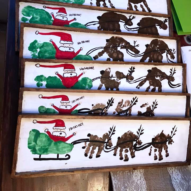 Handprint/Footprint Santa Sleigh Wood Plank