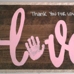 Arrow Love Handprint Wood Sign