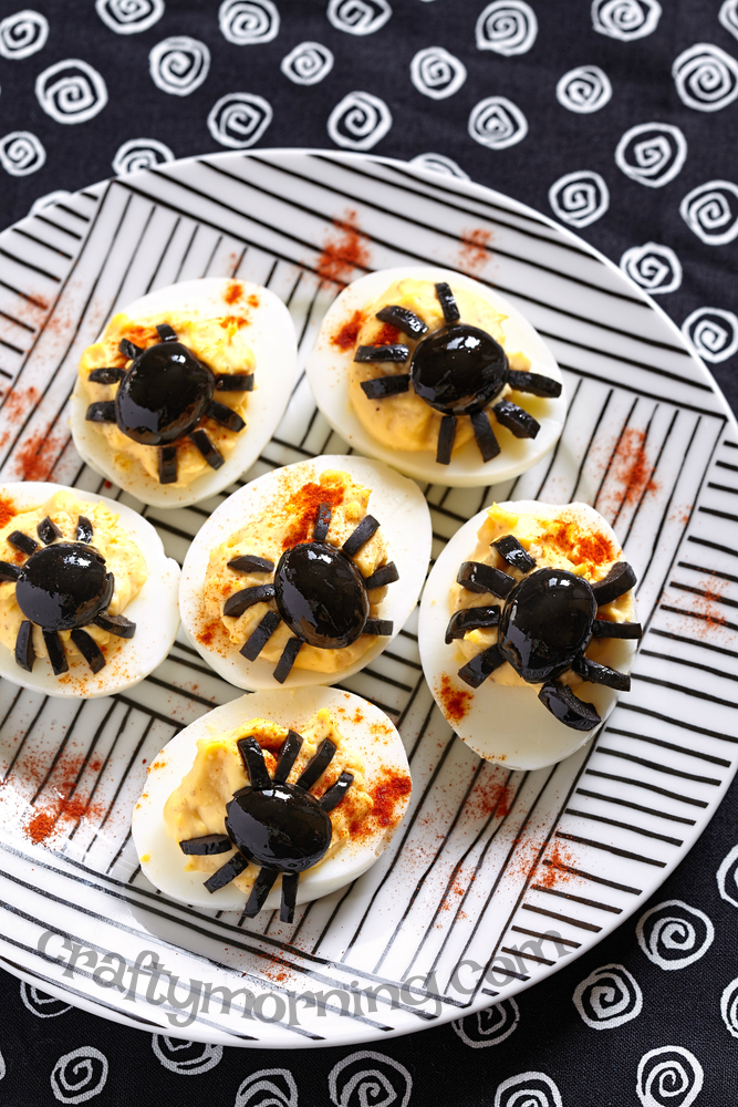 Olive Spider Deviled Eggs
