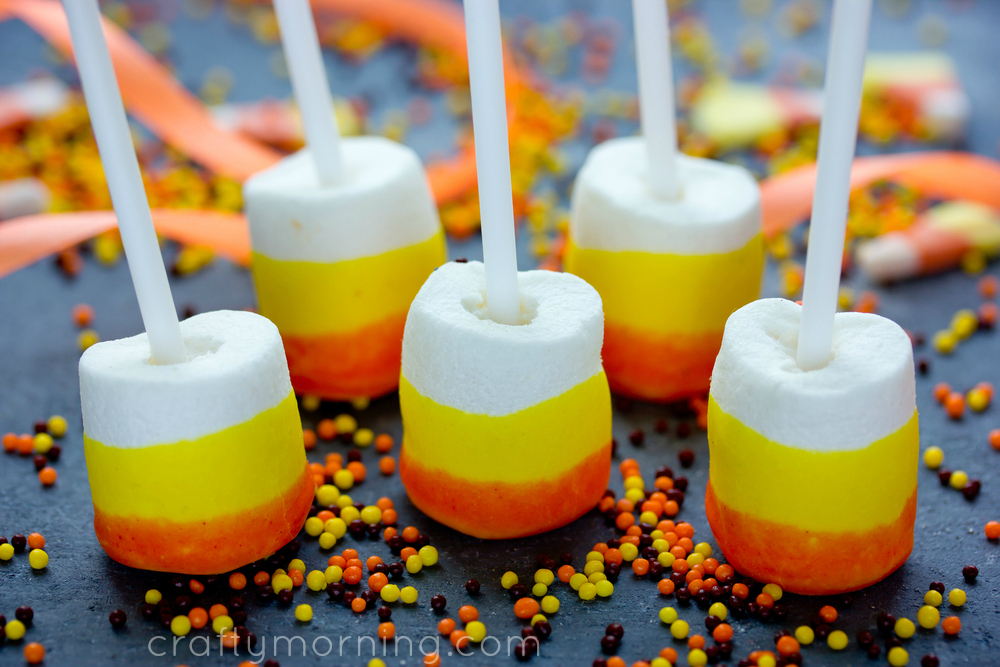 Candy Corn Marshmallow Pops