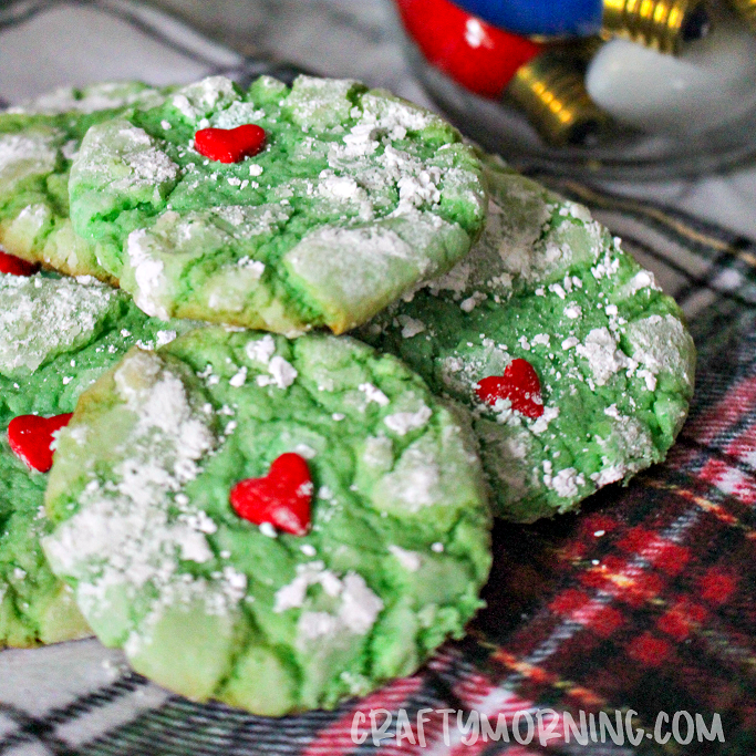 Grinch Crinkle Cookies