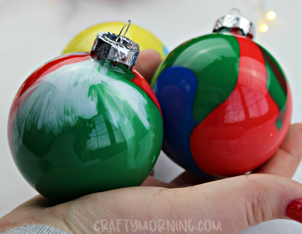 Paint Pour Christmas Ornaments