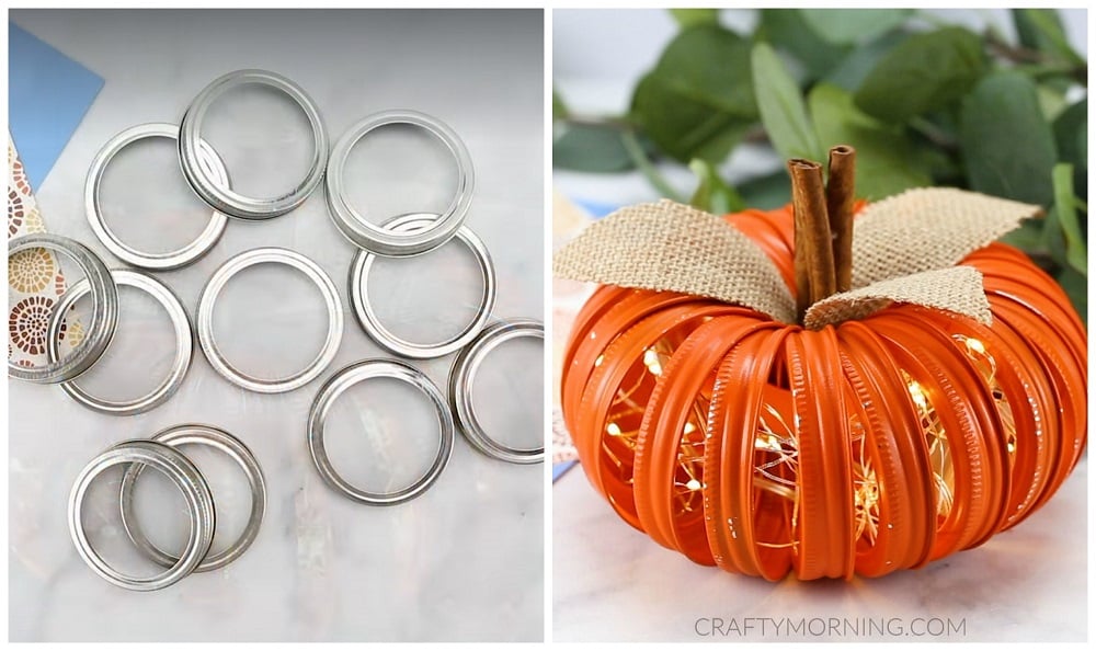 Mason Jar Lid Lighted Pumpkins