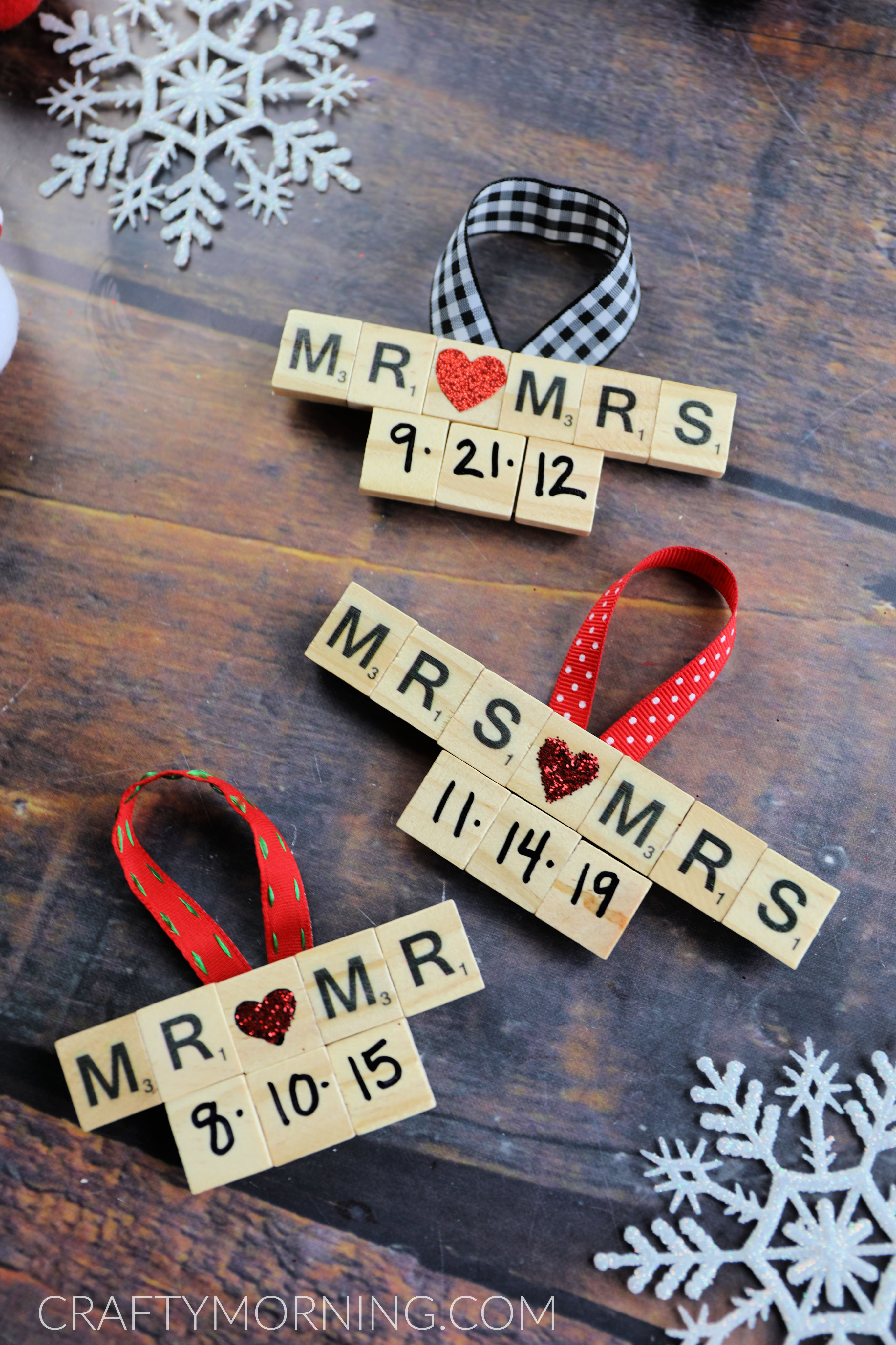 DIY Scrabble Tile Wedding Ornaments