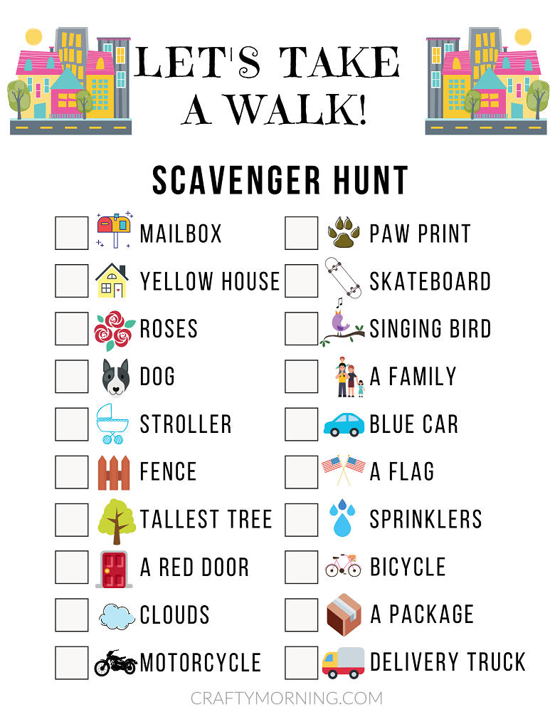 Neighborhood Scavenger Hunt Game Sheet