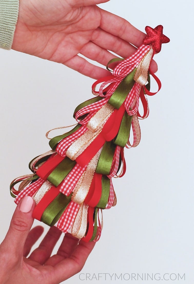 Ribbon Loop Christmas Tree Craft Crafty Morning