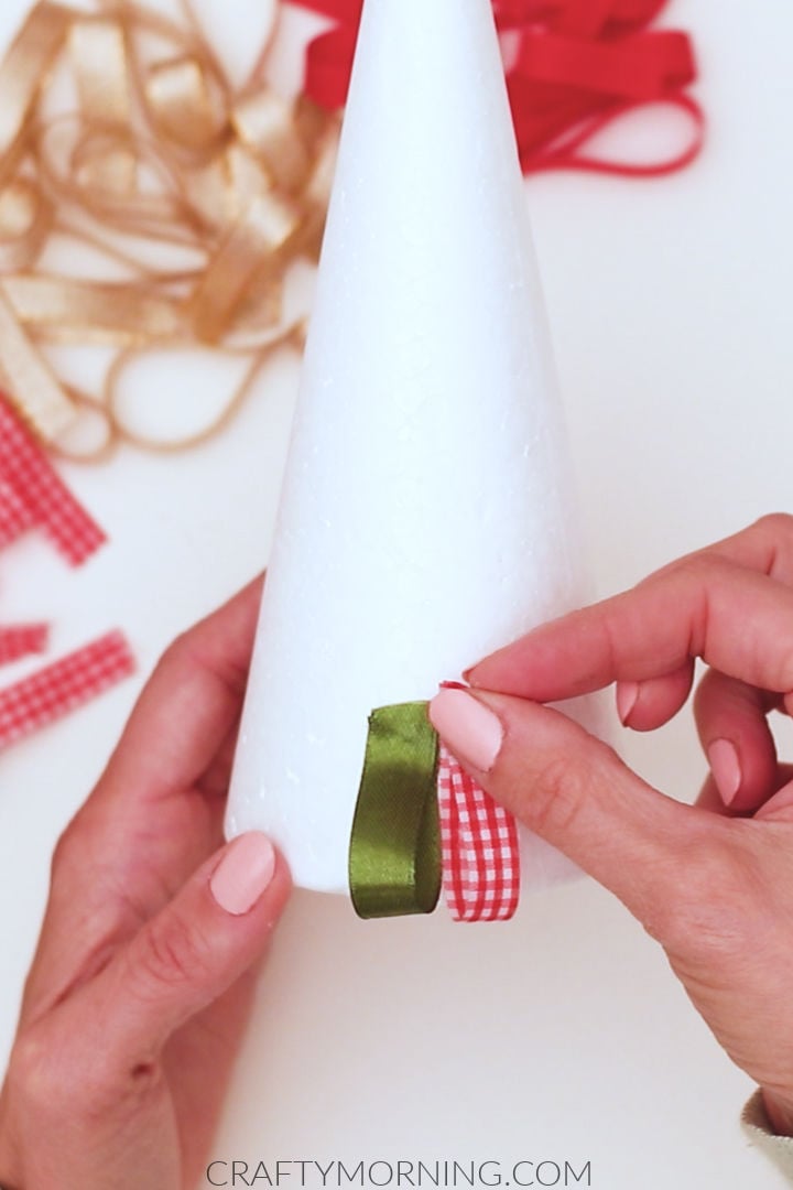 Ribbon Loop Christmas Tree Craft Crafty Morning