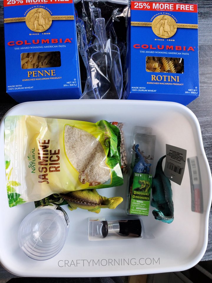 How to Make a Dinosaur Sensory Bin on a Budget - Crafty Morning