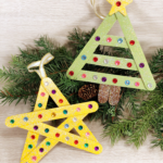 Popsicle Stick Christmas Tree and Star Ornaments