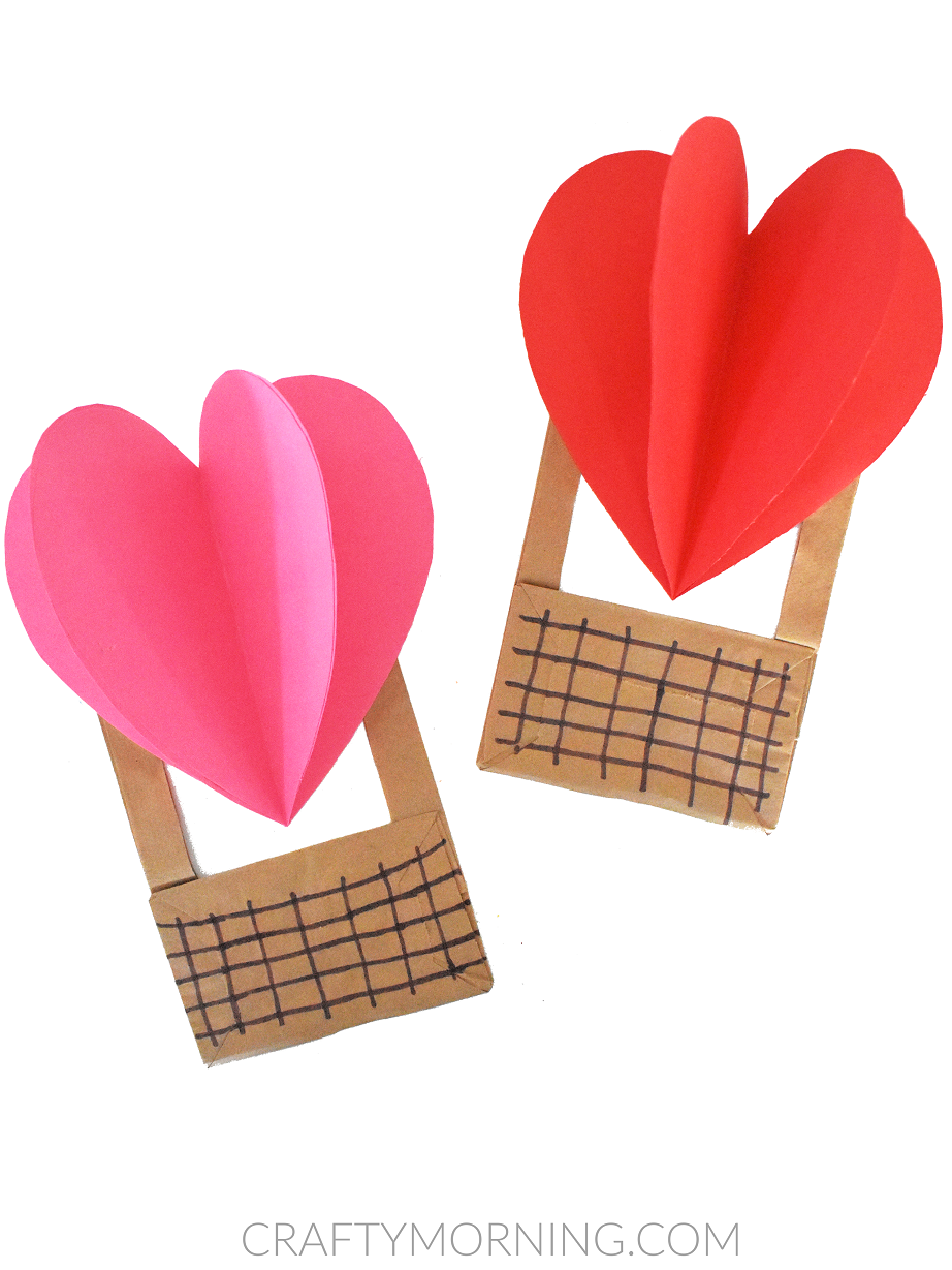 Paper Bag Heart Air Balloon Craft