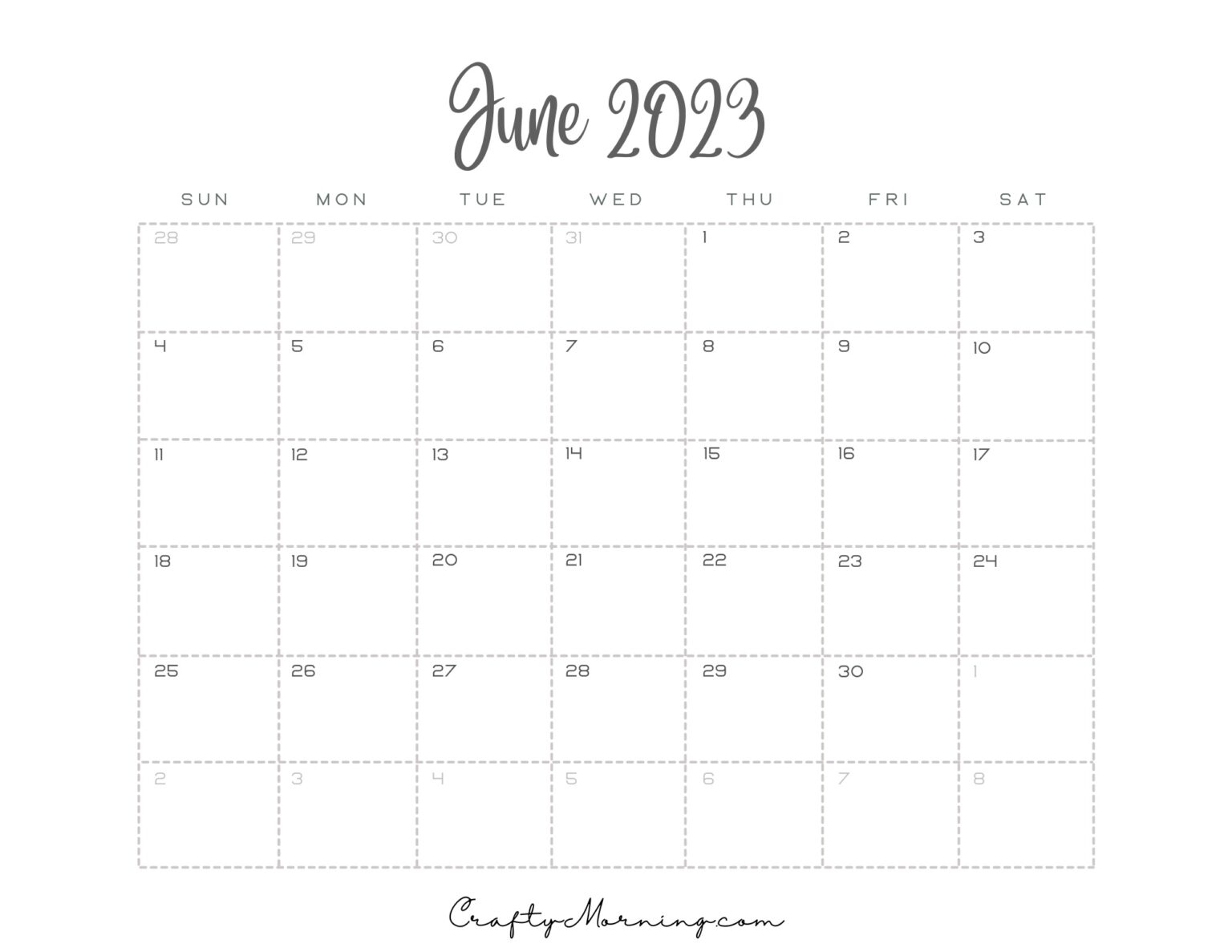 2023 Printable Calendar (Monthly PDFs) - Crafty Morning
