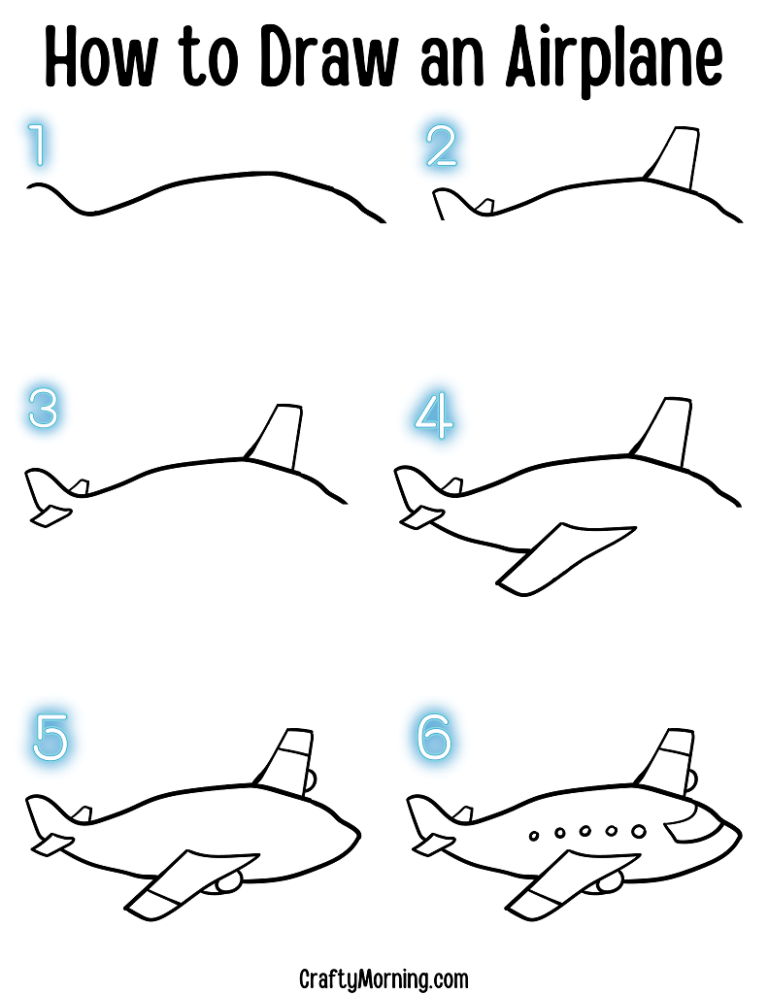 How To Draw An Airplane Easy Step By Step Drawing Crafty Morning