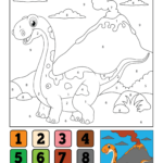 Dinosaur Color by Number Printable