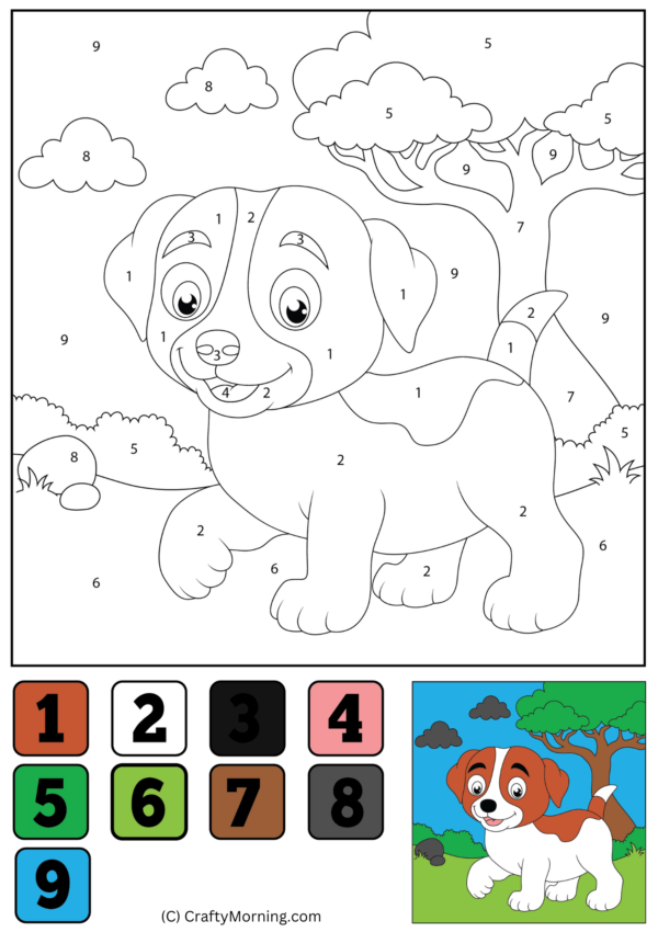 Dog Color by Number Printable