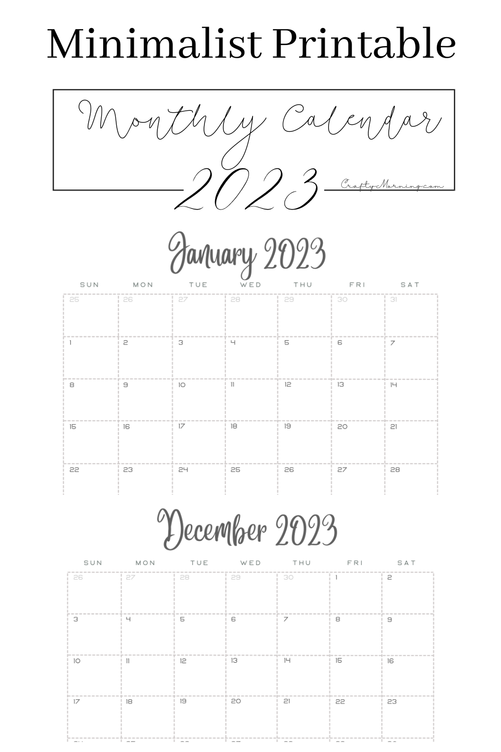 2023 Printable Calendar (Monthly PDFs)