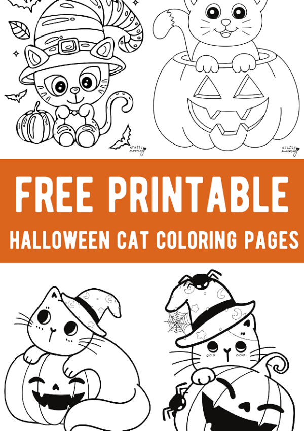 Halloween Cat Coloring Pages (Free Printables)