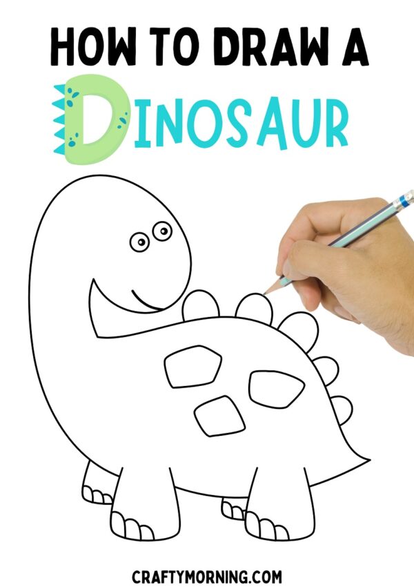 How to Draw a Dinosaur (Easy Step by Step Printable)
