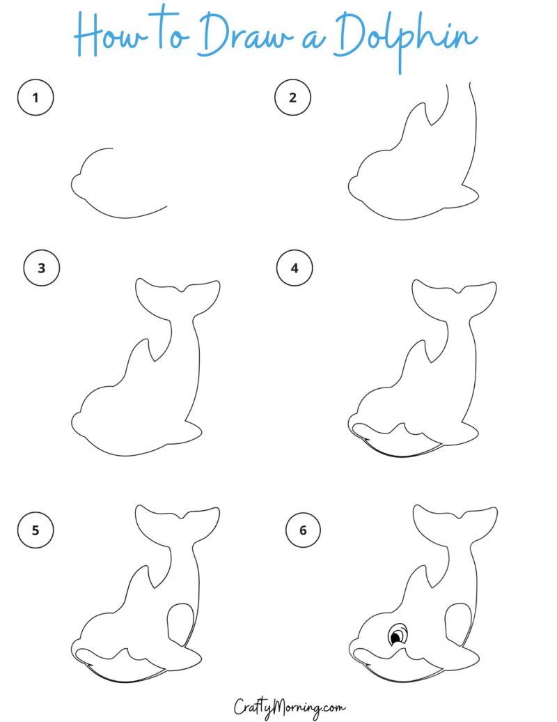 How to Draw a Dolphin Step by Step Crafty Morning