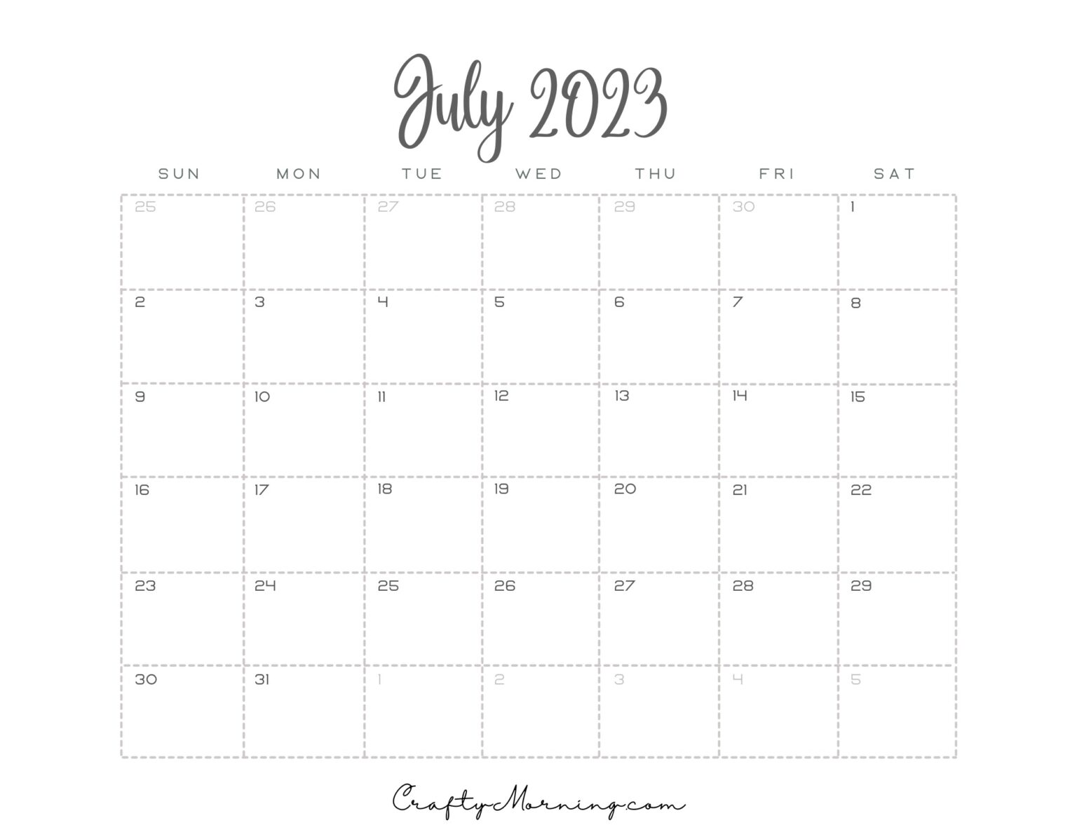2023 Printable Calendar (Monthly PDFs) - Crafty Morning