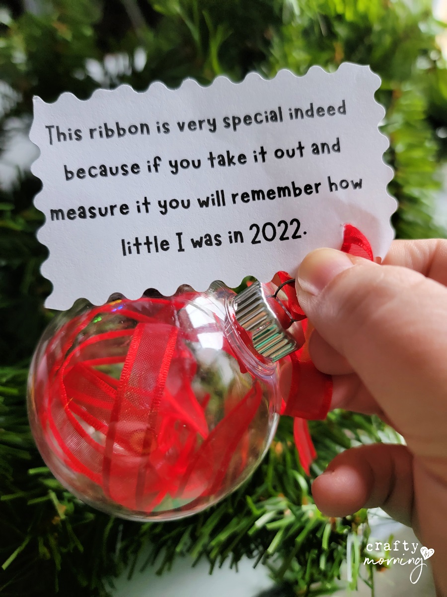 Ribbon Height Keepsake Ornament Idea Kids Celebs Tube
