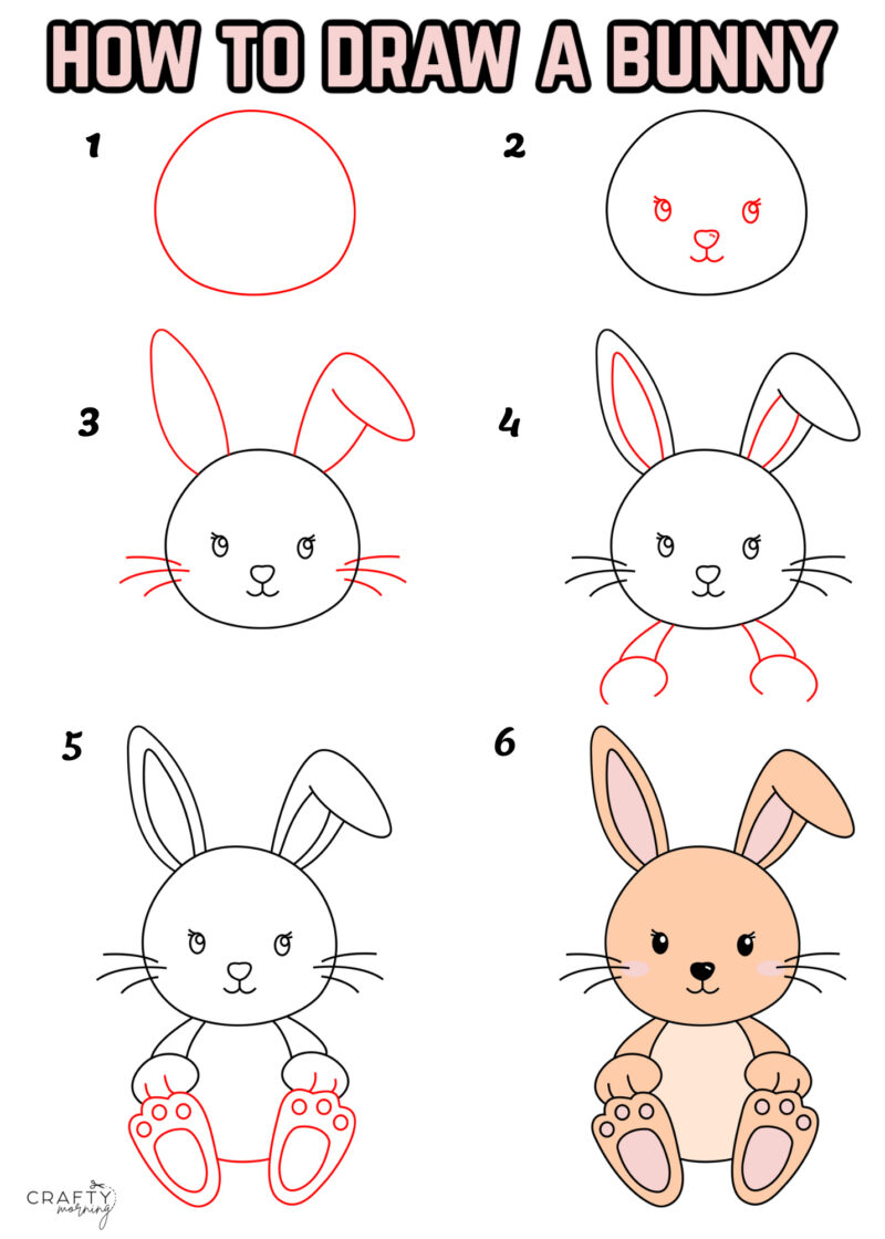 Easy Bunny Drawing (How to Draw Tutorial) Crafty Morning