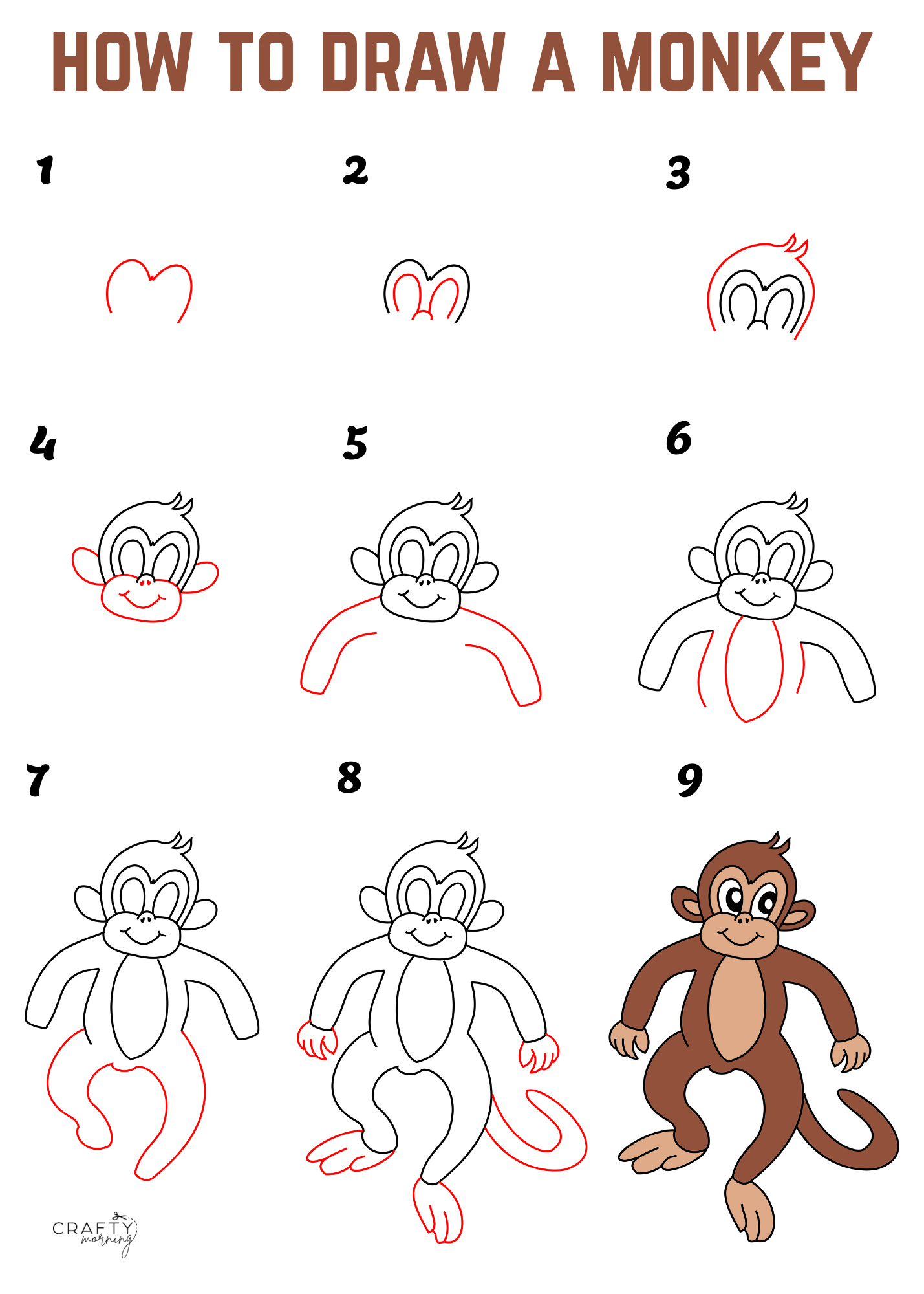 How To Draw A Cartoon Monkey Draw Central How To Draw Cartoon Dogs
