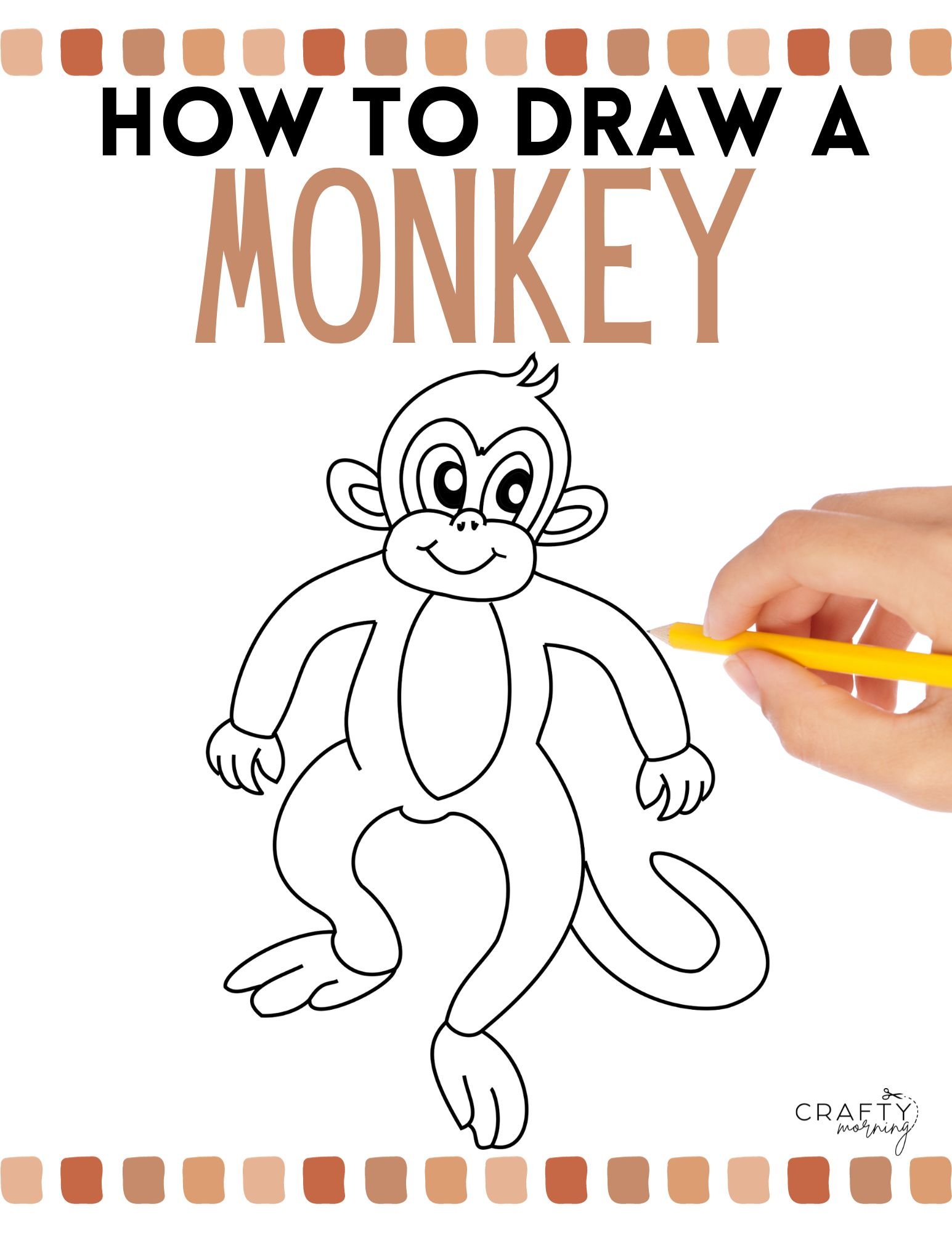Easy Monkey Drawing (Step by Step How to Draw)