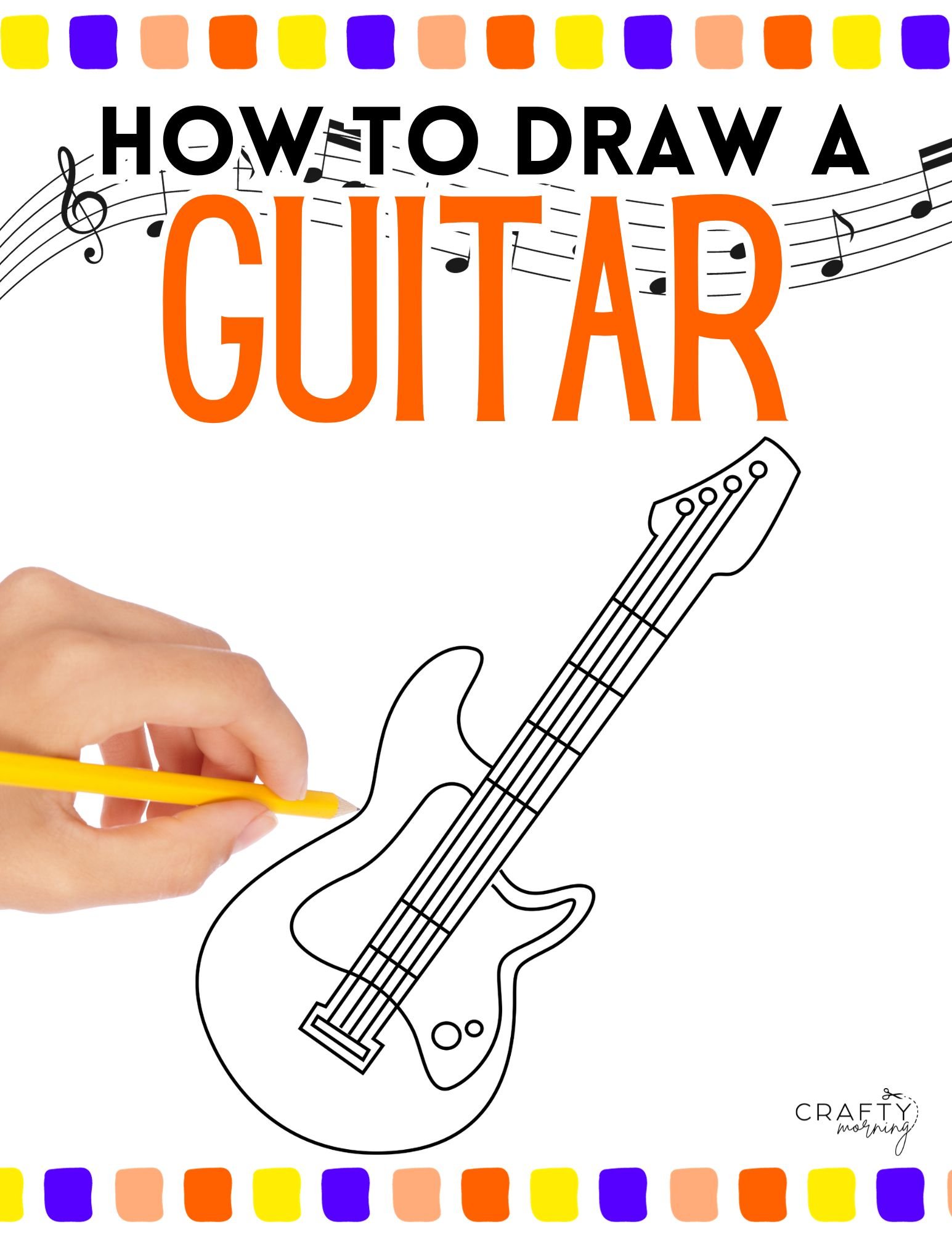 Easy Guitar Drawing (Step by Step Tutorial)