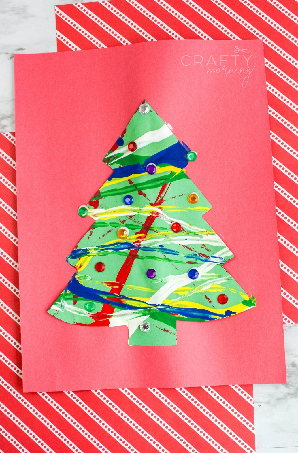 Marble Painting Christmas Tree Craft
