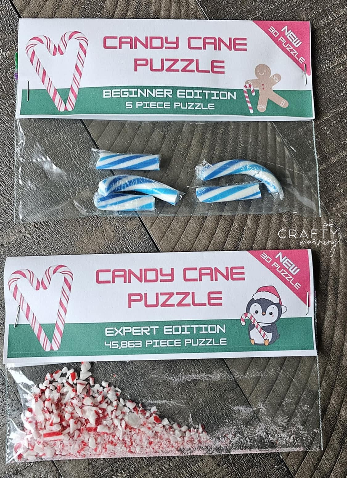 Candy Cane Puzzle Bag Topper Printables